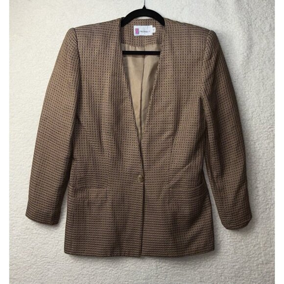 Vintage 80's Prophecy Houndstooth Blazer Fit Size Medium Academic Retro Preppy - Picture 8 of 8